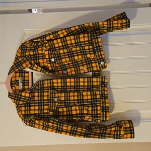 Topshop Clueless Yellow Plaid Moto Jacket